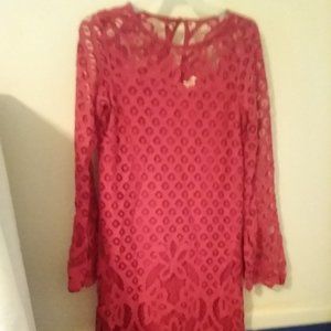 Rave Editions girls red lace longsleeved dress SZ 12